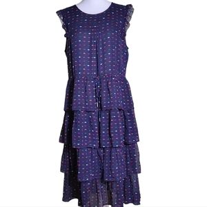 J CREW Silk Tiered Dress Lips Print EUC size 12
